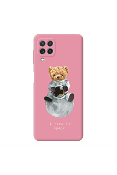 Other Samsung A22 4G Bear in space Pink Colored Silicone TPU Θήκη