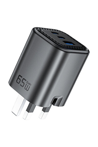 Acefast A122 GaN PD65W Wall Charger with Three Ports (2xUSB-C + USB-A) – UK Plug