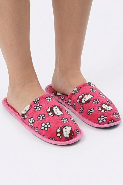 hadiora Pink Hello Kitty Patterned Plush House Slippers - Soft Textured Comfo...