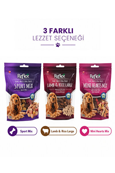 Reflex Semi-Moist Köpek Ödül Maması 3'lü Set 150 gr x 3 (450 gr) Yumuşak Yapı...