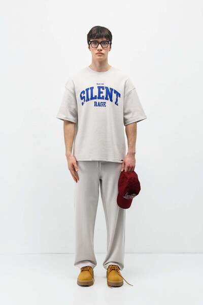 VAMOSCLO Oversize printed tracksuit set ice gray