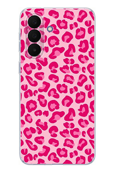 Samsung Galaxy A27 Uyumlu Pembe Leopar Tasarımlı Baskılı Silikon Kılıf
