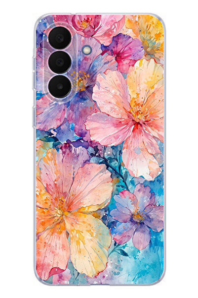 TechTree Samsung Galaxy A27 Uyumlu Renkli Çiçekler Sulu Boya Baskılı Silikon ...