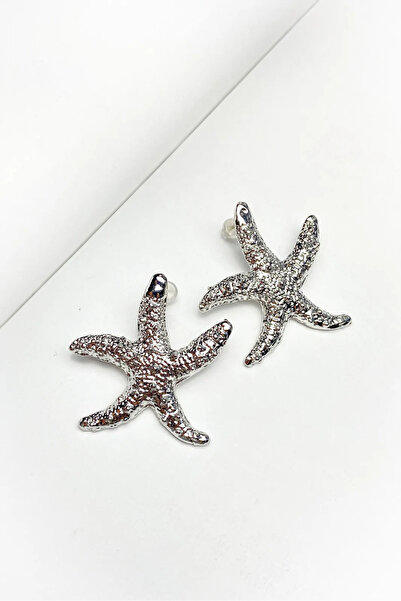 roshel Silver Color Earrings with Starfish Design