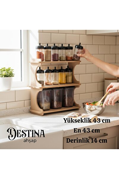 Destina Ahşap Mutfak Rafı-Tezgah Raf- Çok Amaçlı Raf