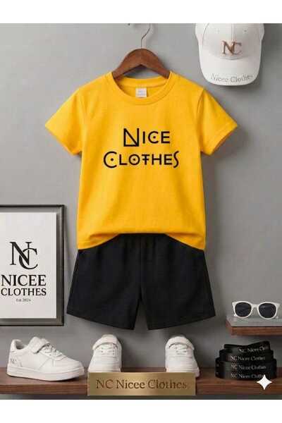 NC Nicee Clothes Summer Children's T-Shirt Shorts Unisex (Dotted Nice Printed)