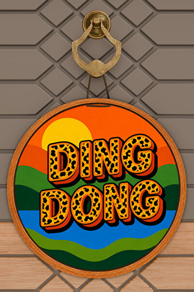 Dormot Home ديكور باب دائري ملون مكتوب عليه دينغ دونغ، طباعة رقمية 30x30 سم