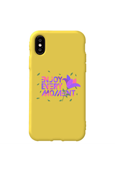 Other Apple iPhone Xs Enjoy Every Moment Yellow Colored Silicone TPU Θήκη
