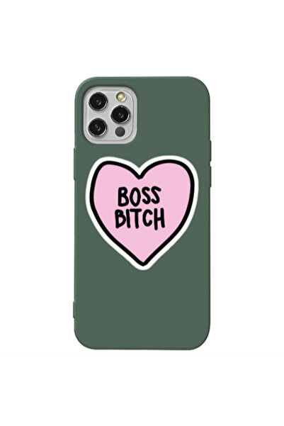 Other Apple iPhone 12 Pro Boss Bitch Dark Green Colored Silicone TPU Θήκη