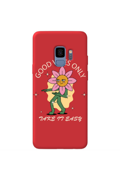 Other Samsung S9 Plus Good Vibes Only Red Colored Silicone TPU Θήκη