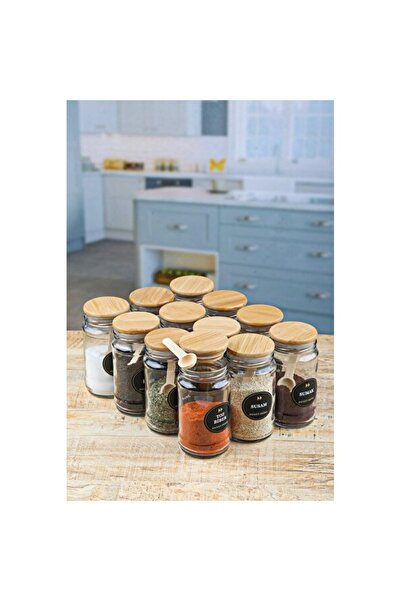 Empressco 12-Piece 320Cc Glass Spice Jar Set with Bamboo Lids, Stylish and Co...