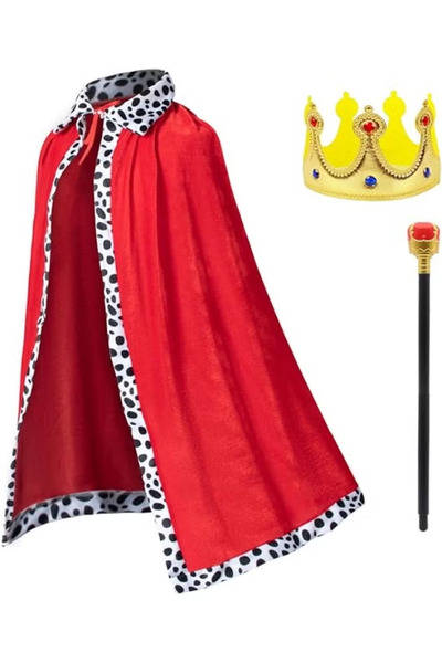GGEROU 3 Pcs Halloween Prince Costume for Kids King Crown Robe and Scepter Pr...