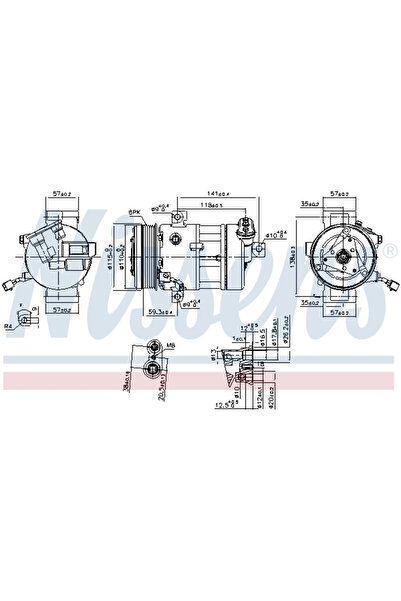 Nissens Compresor Aer Conditionat Clima FIAT 500L/BRAVO 2/TIPO LANCIA DELTA 3