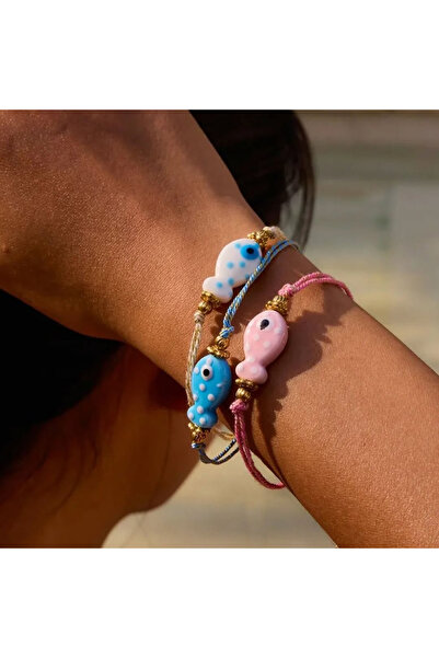 Choice1 Pink fish CCGOOD Ceramic Fish Charm Bracelet Adjustable Slide Knot Co...