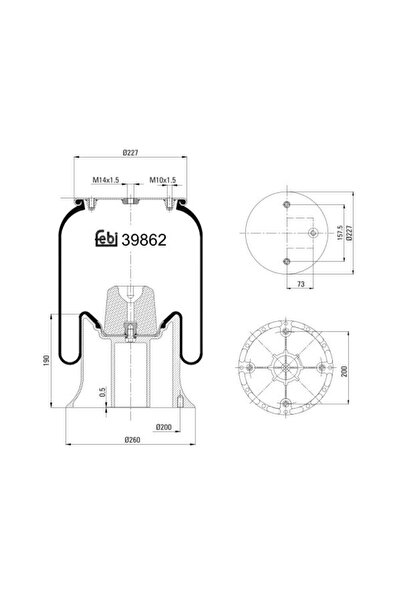 FEBI BILSTEIN Perna de Aer Spate (diametru: 227/260mm) Scania 3 4 G I P I R I...