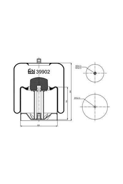 FEBI BILSTEIN Perna de Aer Spate (diametru: 225mm) Mercedes Actros Actros MP2...