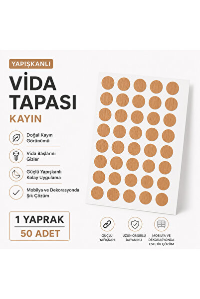 KarapolatYapı Yapışkanlı Yapıştırma Vida Tapası Tıpası KAYIN Vida Kapatıcı Ka...