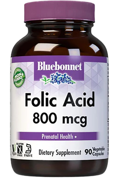 Bluebonnet Folic Acid 800 mcg 90 Capsules