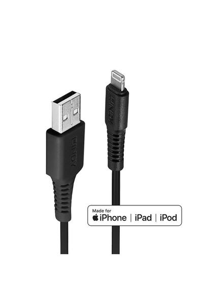 LİNDY Καλώδιο δεδομένων, 3μ, USB A 2.0 σε Lightning, Μαύρο