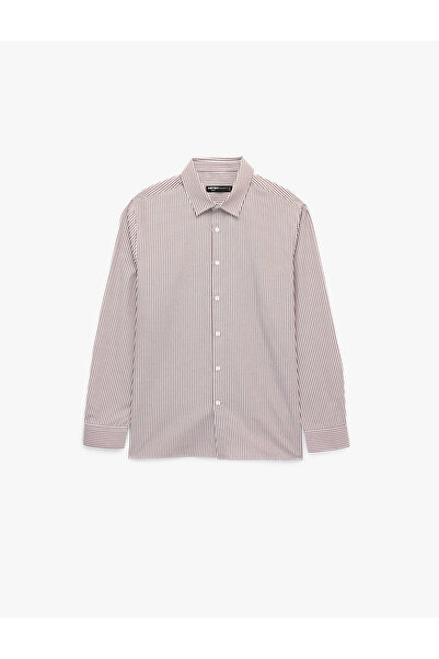 Koton Regular Fit Classic Collar Long Sleeve Striped Shirt