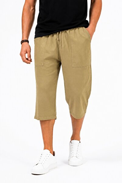 BAGLAN Men's Raw Fabric Elastic Comfortable Fit 100% Natural Cotton Capri Bgl...