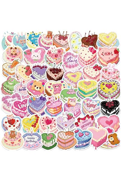 Arabest 50PCS Heart Cake Wishes Vinyl Stickers, Waterproof Decals for Water B...