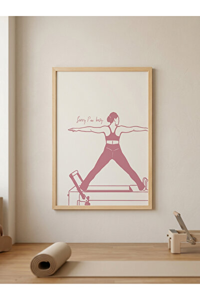 Creatick Design Reformer Pilates ve Yoga Salonu Tablosu Ham Ahşap Çerçeveli M...