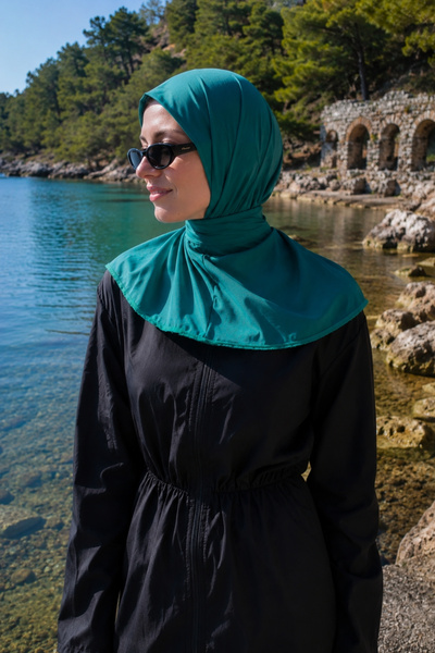 armonika Women's Green Halter Neck Hijab Swimsuit Scarf Arm-26Y001031