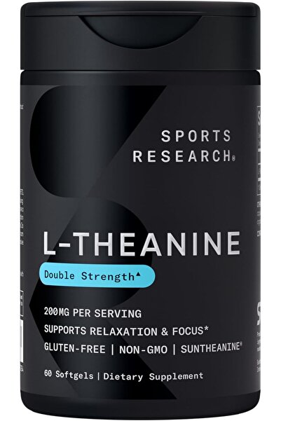 Sports Research L-Theanine Double Strength - 200MG Per Serving - 60 Softgels ...