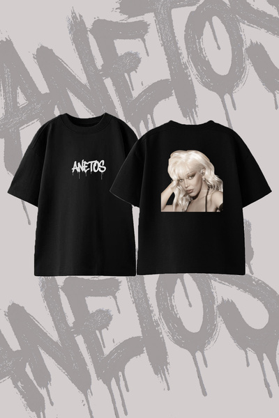 Anetos Doja Cat_6 dizajn, štampana oversize majica sa okruglim izrezom, crna