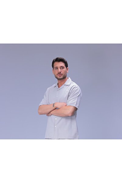 MYRAB DENİM Men's Short Sleeve Linen Shirt