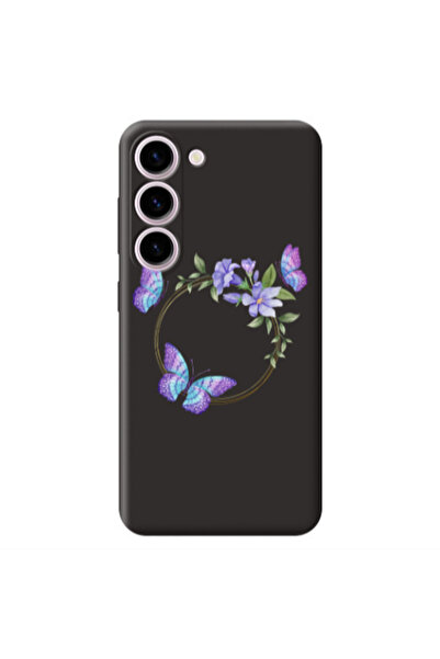 Other Samsung S23 Butterfly on the ring Black Colored Silicone TPU Θήκη