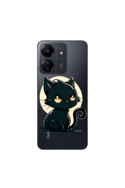 Other Xiaomi Redmi 13C Black Cat Transparent Silicone TPU Θήκη
