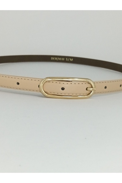 DERİMAY Elegantly Designed 1.5cm Thin Gold Buckle Curved Body Belt for Women,...