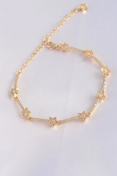 ARMÜZ Vip Series Brass Zircon Stone Gold Color Halley Model Bracelet