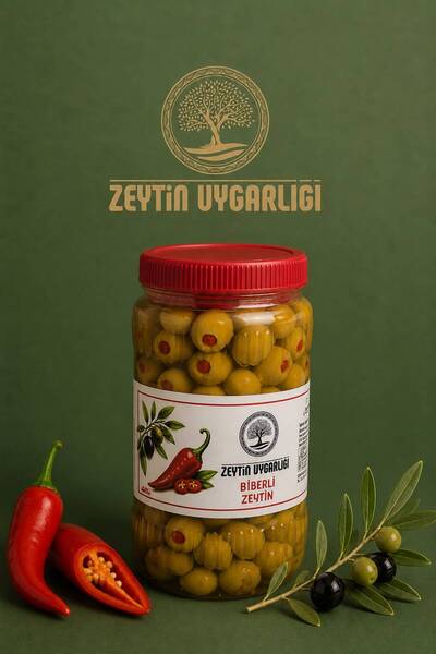 Biber Dolgulu Yeşil Zeytin 1 kg