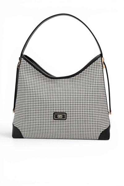 Silver Polo Black - Black Houndstooth Plaid Women's Shoulder Bag Sp1285