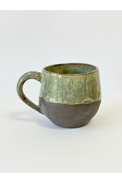 Leonart Atölye Koyu kahve yeşil renk geçişli stoneware kupa