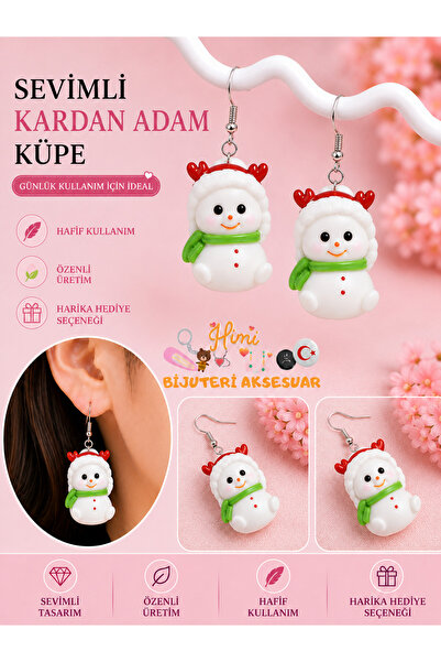 himi bijuteri aksesuar Cheerful Deer Themed Dangle Earrings with Snowman Figu...