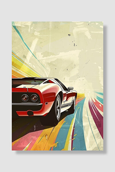 Luna Marissa Automobilski poster Retro GT trkaći automobil Šarene linije Zidn...