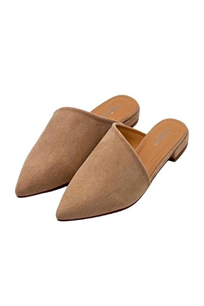 FashionApp Papuci de damă, piele întoarsă ecologică, bej