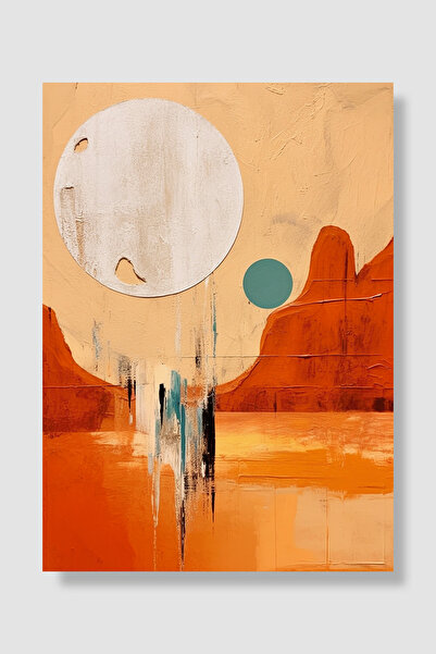 Luna Marissa Artistic Poster Abstract Desert Landscape White Moon Turquoise C...