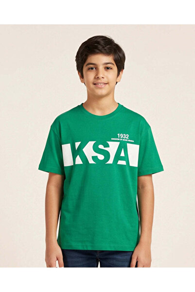 REDTAG Senior Boys Green KSA Graphic T-Shirt