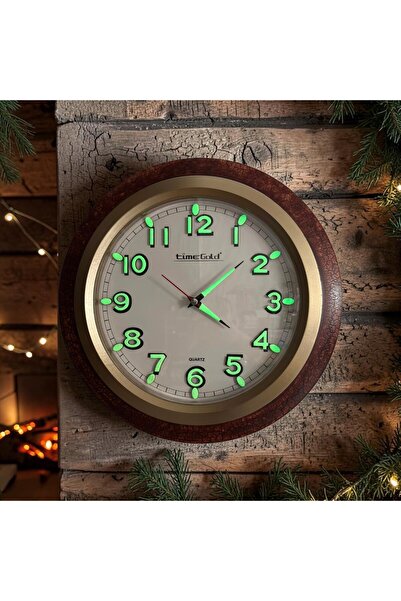 Time Gold Phosphorescent 3D Number Wall Clock Antique Diameter 35 cm Plastic