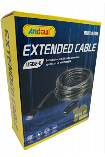 Andowl Καλώδιο USB 2.0 10μ. Αρσενικό Α σε Θηλυκό Α