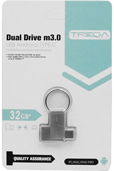 Treqa UP-02 32GB USB 3.0 Στικάκι με συνδέσεις USB-A & USB-C Ασημί