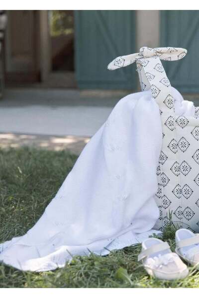 MAYORAL 100% Cotton White Baby Blanket - Soft Textured Newborn Blanket White ...