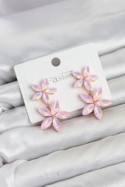 ARMÜZ Pink Crystal Flower Earrings