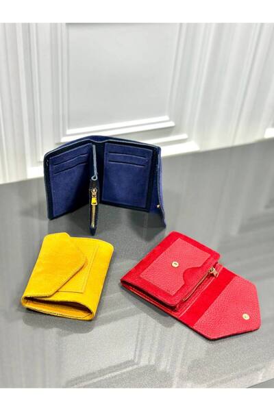 çkn sedat çakan çanta & fular & aksesuar Genuine Leather Foldable Women's Wal...