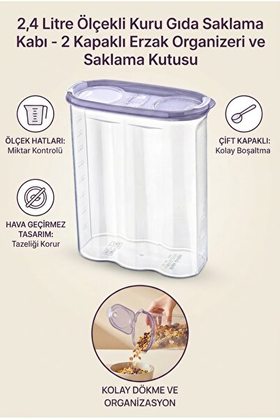 Generic Brand 2.4 Liter Dry Food Storage Container with Scale - Food Organize...